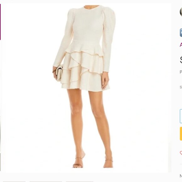 NWT!!  AQUA Puff Sleeve Ruffle Bottom Dress - Picture 1 of 6